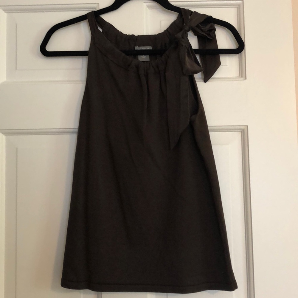 Ann Taylor Sleeveless Brown Top With Bow